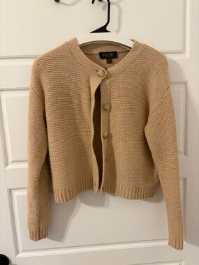 Truth Neutral Beige Ribbed Button Cardigan